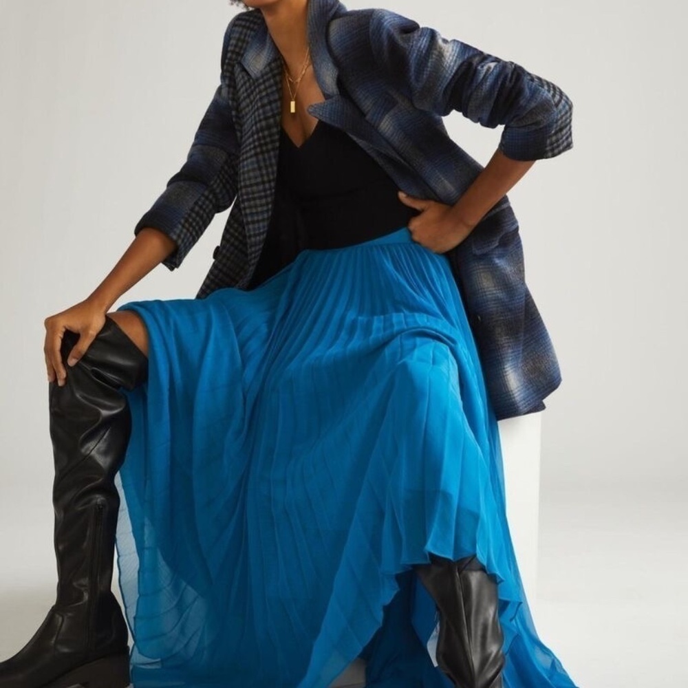 Anthropologie Pankaj & Nidhi Pleated Maxi Skirt Sz. Small - Picture 6 of 6
